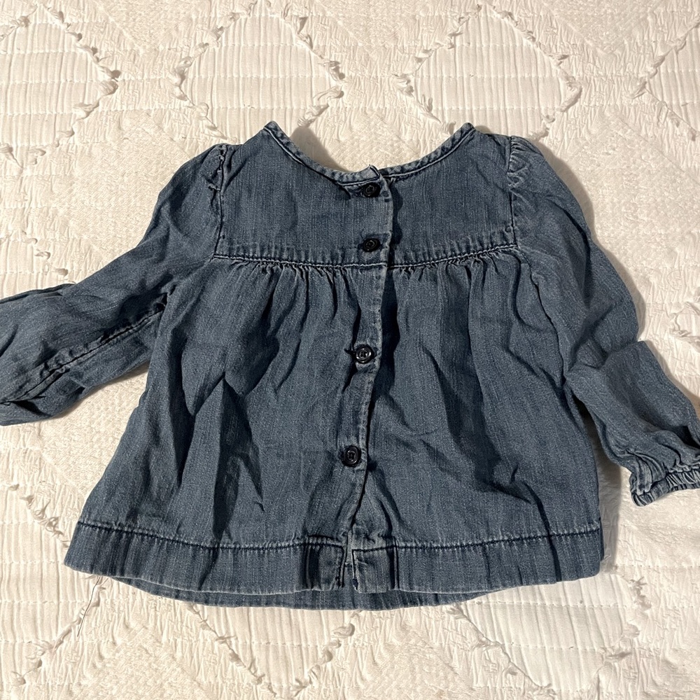 Baby girls jean long-sleeve shirt size 6-12 months